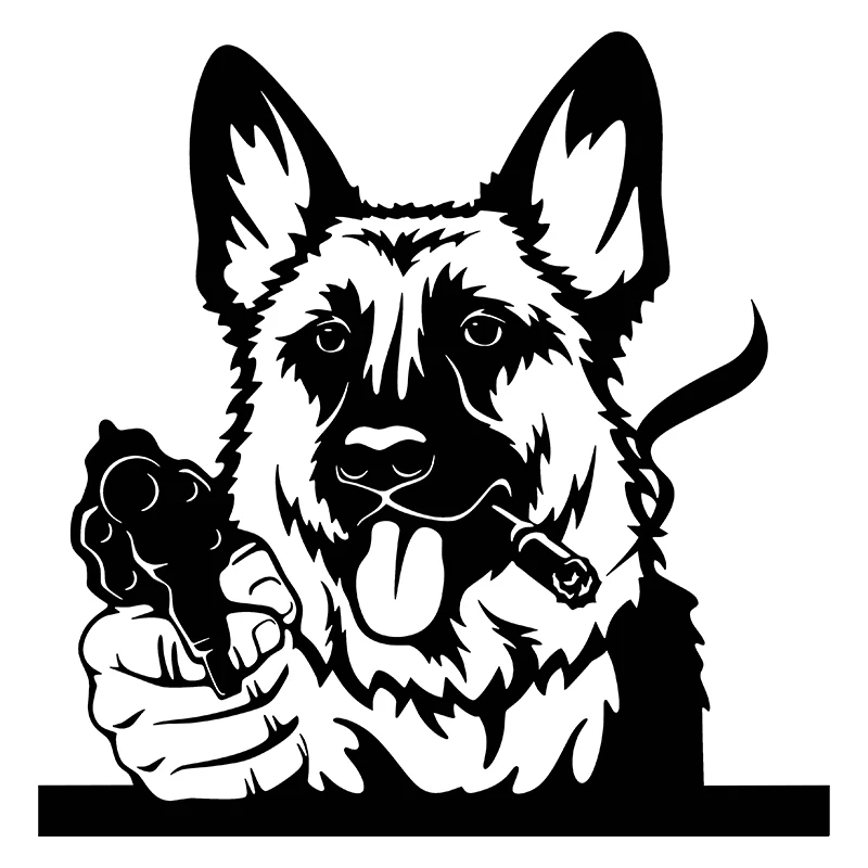 RuleMylife крутой немецкий овчаг с пистолетом виниловая Автомобильная Наклейка для