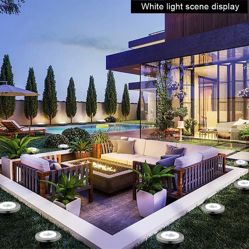 

Наземные светильники на солнечной батарее, 8 светодиодов, охранное освещение, уличная садовая водонепроницаемая лампа для украшения двора, ...