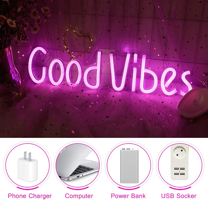 Светодиодная неоновая вывеска Good Vibes с надписью неоновый ночсветильник для бара