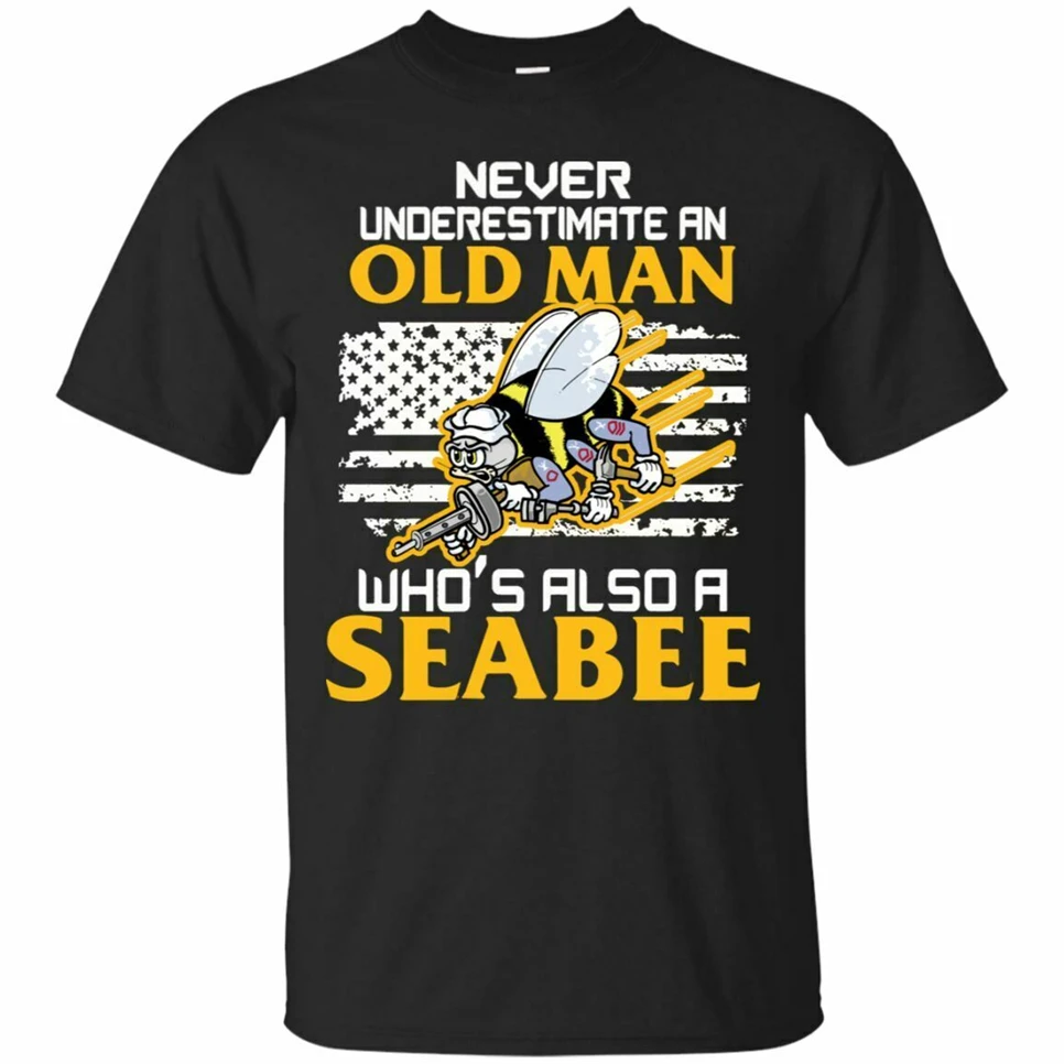 Черная темно синяя ветеранская футболка Seabee подарок ветеранам Мужская с