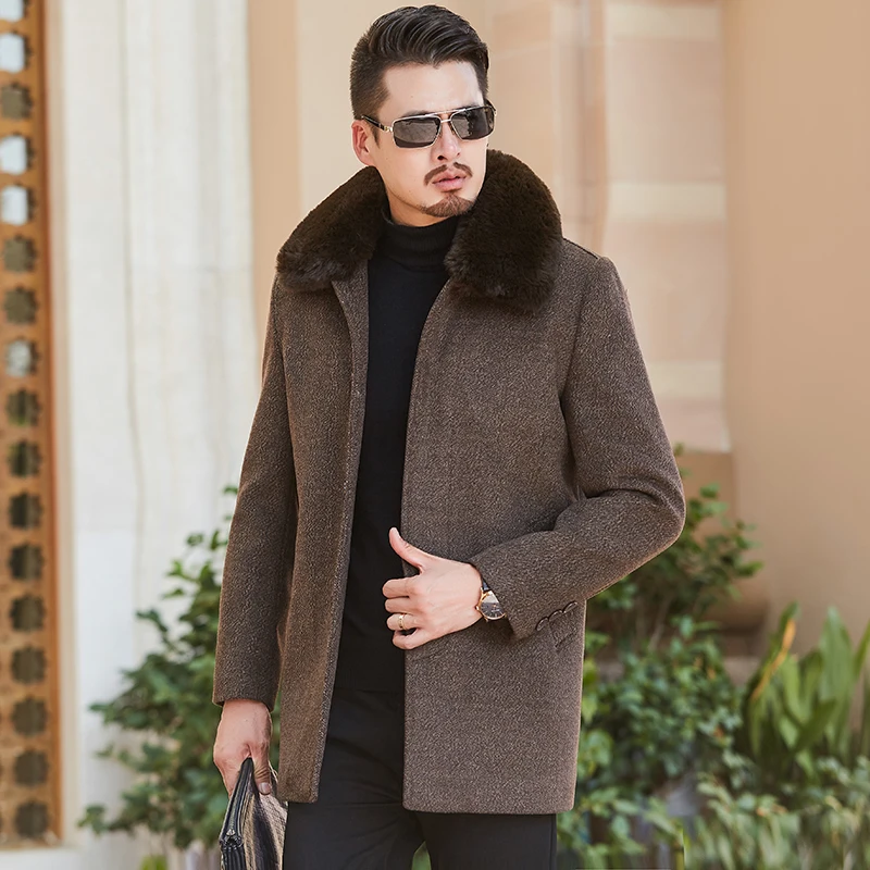 Зимняя шерстяная куртка мужское шерстяное облегающее пальто в повседневном