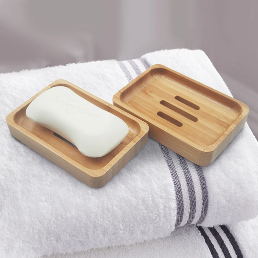 2pc Natural Bamboo Wooden Soap Tray Holder Portable Bathroom Shower Dishe Storage Container Keep Dry Rack Drain | Дом и сад
