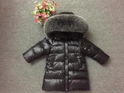 color 8 fox fur Утепленные парки с натуральным енотовым мехом для мальчиков и девочек на температуру до-30 градусов, для русской зимы длинное пуховое пальто 90, куртка пальто, одежда для маленьких детей - Цвет: color 8 fox fur