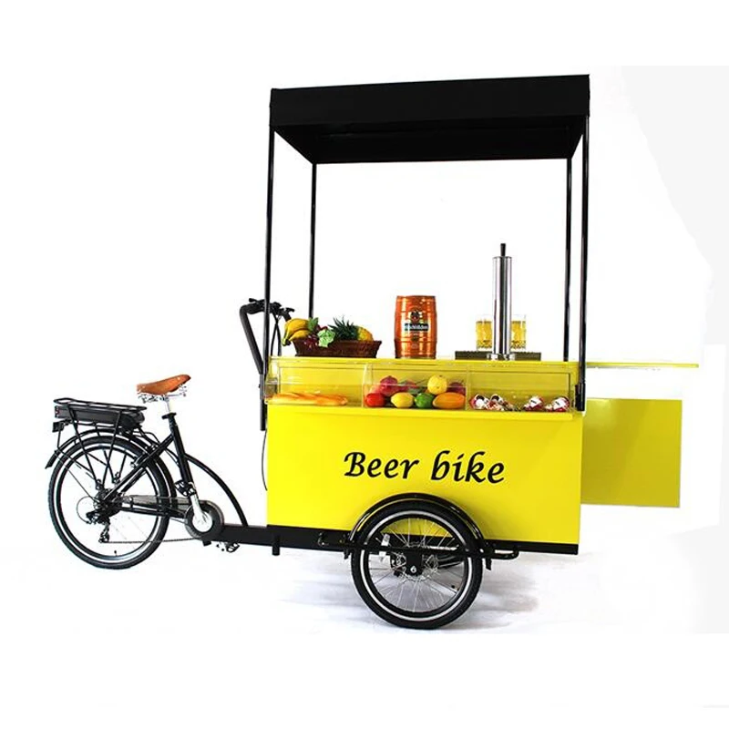 

Three Wheel Electric Coffee Cargo Bike Beer Bicycle Adult Tricycle Street Food Vending Cart