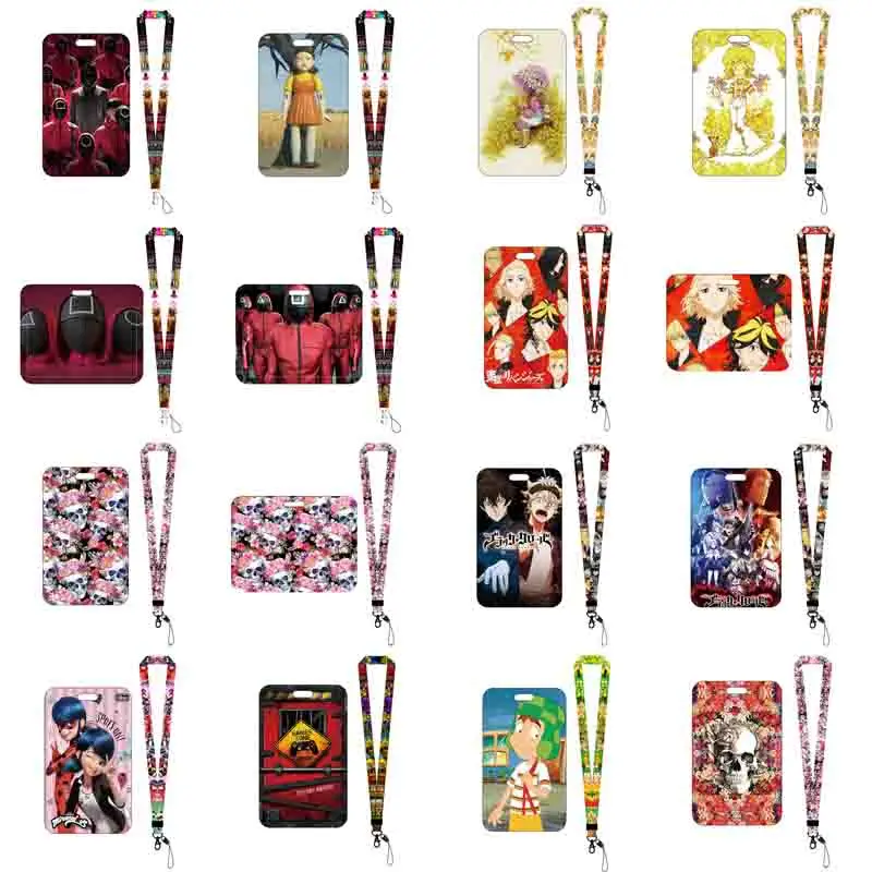 CARTOON ID Credit Bank Card Holder Students Bus Case Hand Rope Visit Door Identity Badge Cards Cover FOR Women Men Pendants | Багаж и