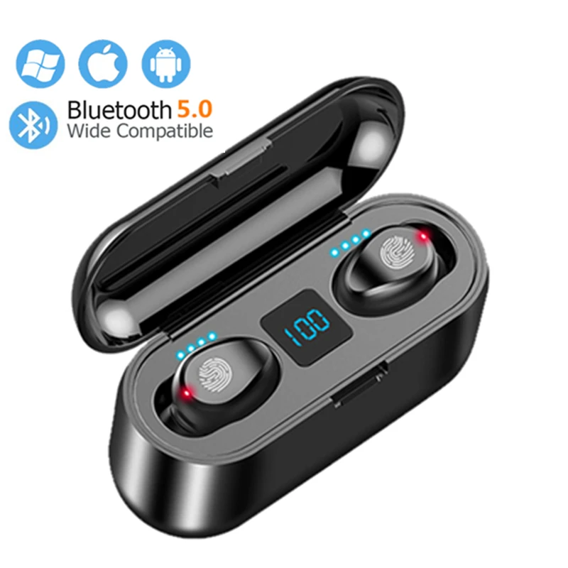 TWS беспроводные наушники Bluetooth V5.0 с светодиодный дисплеем 2000 мАч зарядная коробка