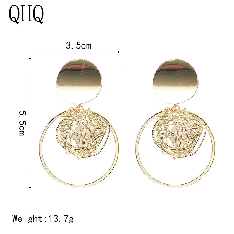 QHQ drop earrings jewelry dangle female accessories geometric crystal bride pearl rhinestone gifts boho jewels | Украшения и