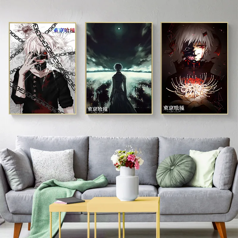 Аниме-фигурка Токийский Гуль бумага с белым покрытием искусство на стену