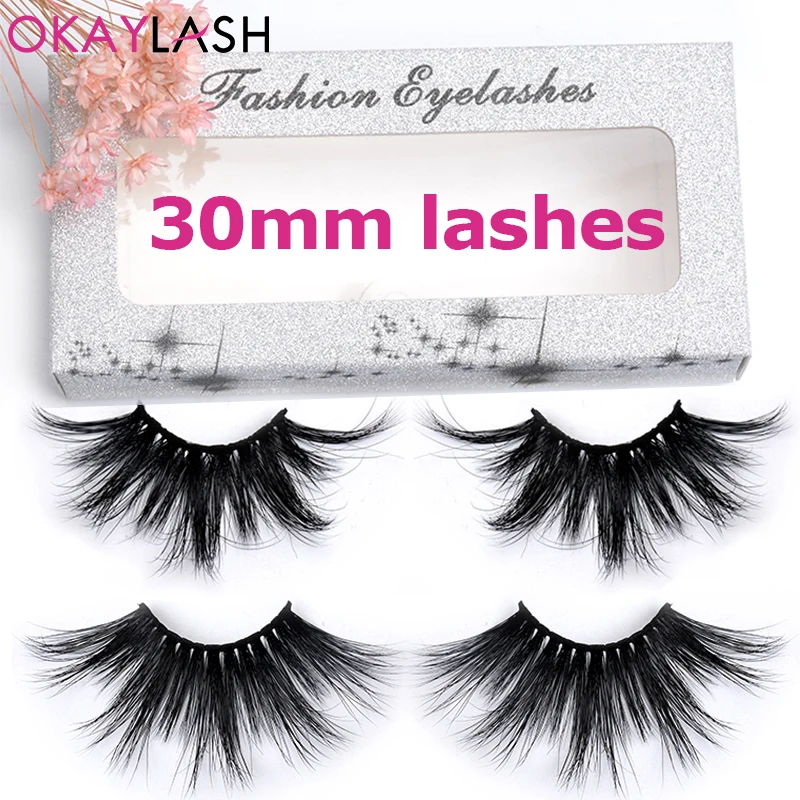 OKAYLASH ручной работы 30 мм супер длинные эффектные плотные 3D норковые ресницы