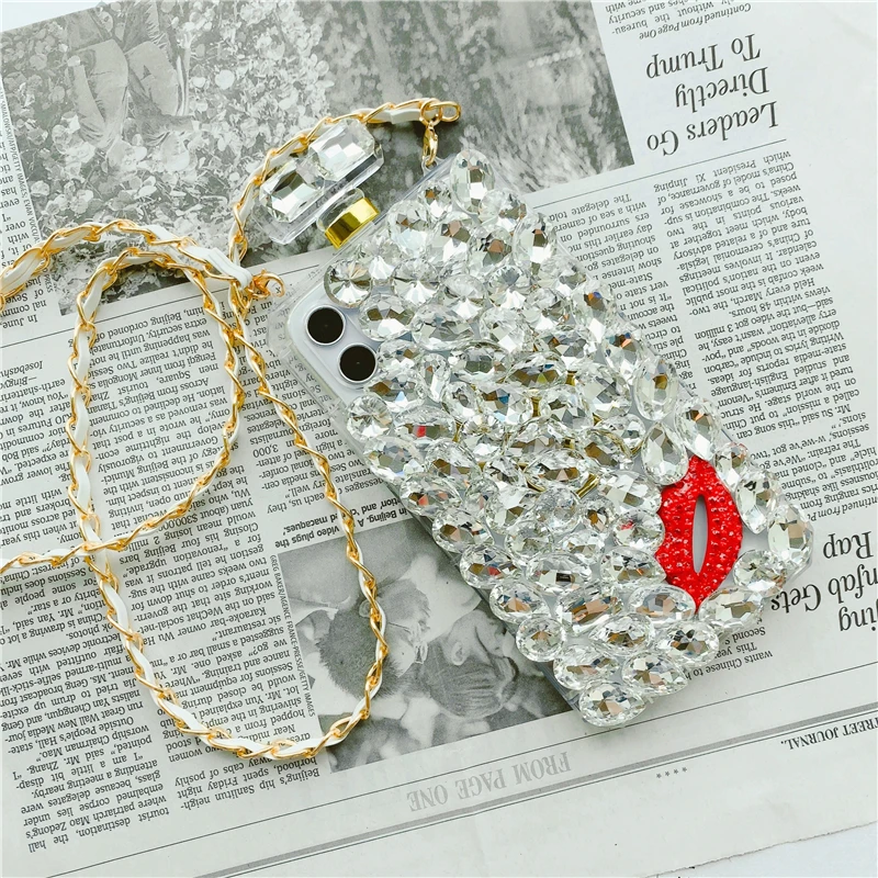 

Perfume Bottle Bow Case for Iphone11 Pro Plus Shell Diamond 13Pro Max Hanging Neck Lanyard Accessories Silicone Luxury S20 Ultra