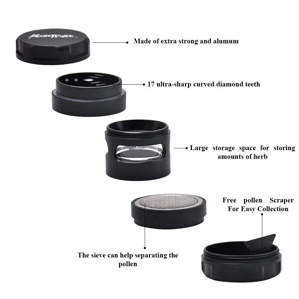 HONEYPUFF Window Style травяная шлифовальная машина 68 мм большая 5 шт. алюминиевая