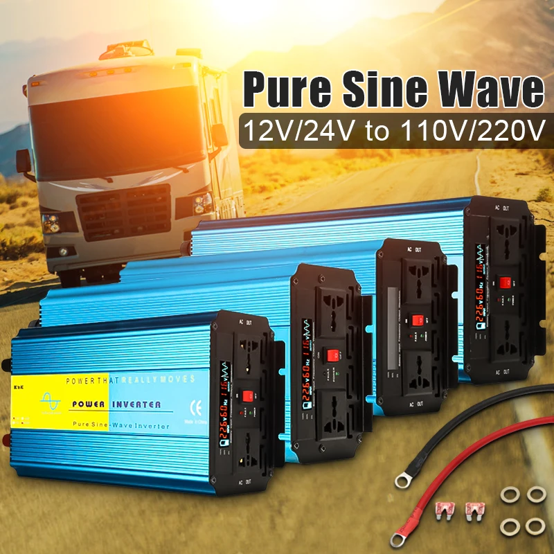 Чистая синусоида Инвертор 12 В 220 В 6000 Вт 5000 Вт 4000 Вт 3000 Вт 2000 Вт трансформатор пикового напряжения преобразователь 12 в 110 В 60 Гц Солнечный инвертор