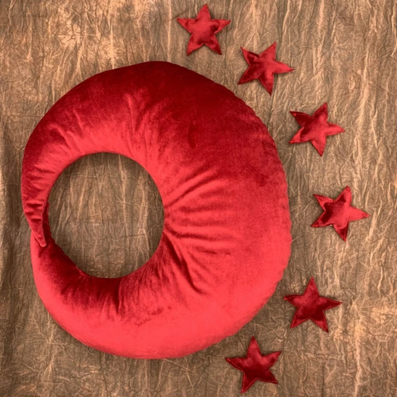 Almohada de Luna y estrellas para beb&eacute; posando, accesorios de fotograf&iacute;a reci&eacute;n nacido, accesorios para sesi&oacute;n de fotos-4