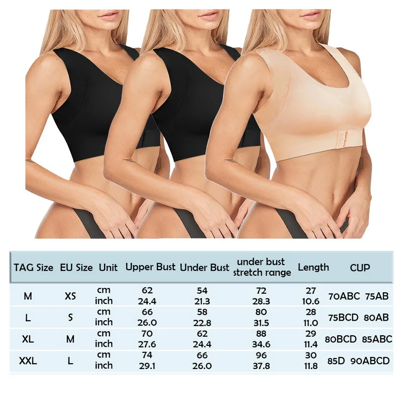 

1/2/3 PCS Women Bras For Women Push Up Bra Posture Corrector Bralette Front Closure Female Underwear Cross Back Tops Dropping
