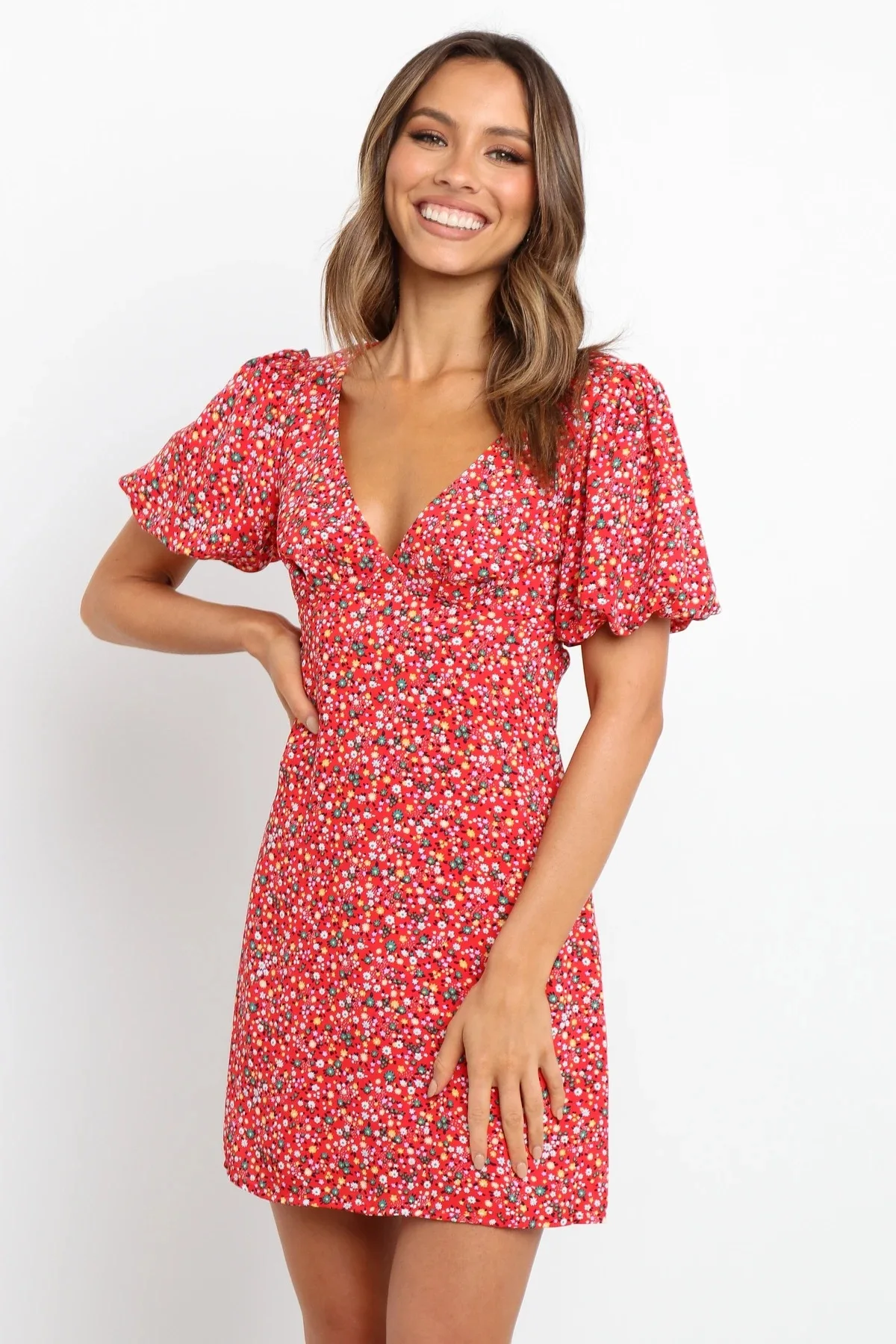

Summer Dress 2021 New Spring Hot Sale V-neck Short Sleeve Printed Sexy Backless Lace up Dress Women Clothing Floral dress