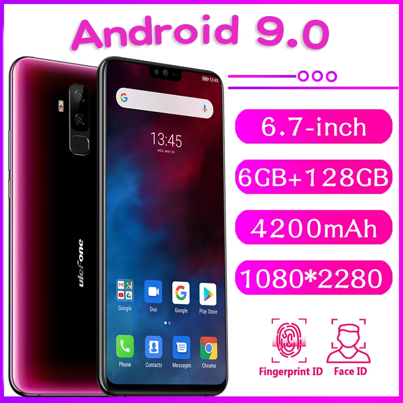 Ультратонкий Ulefone T2 6 7 дюйма Поддержка NFC ГБ + 256 разблокировка по отпечатку пальца