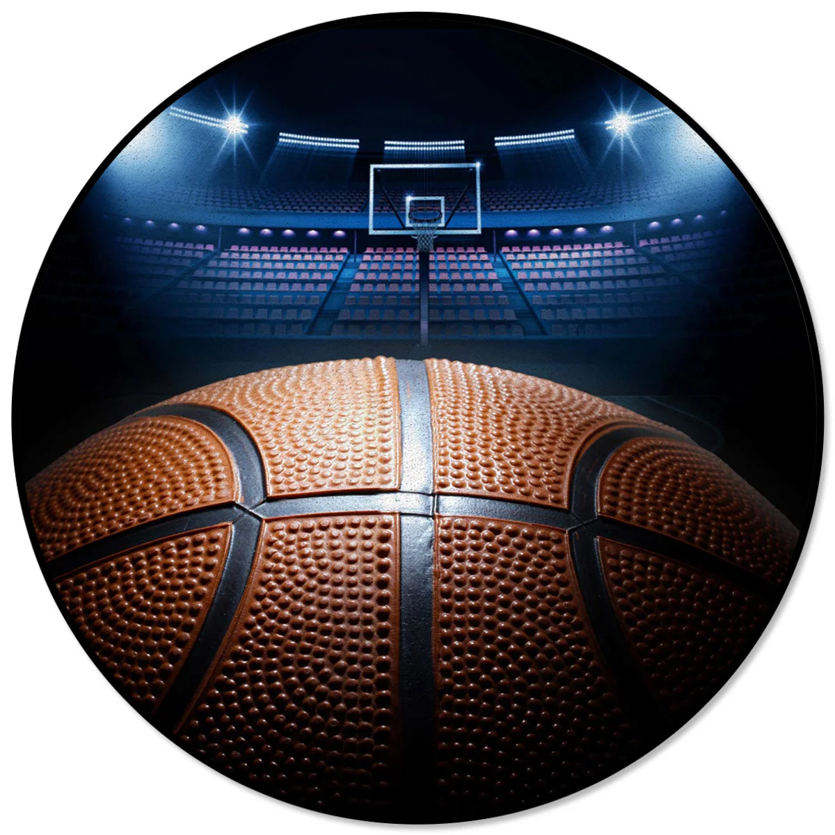 Круглый коврик для баскетбола мяча синего стадиона детский нескользящий