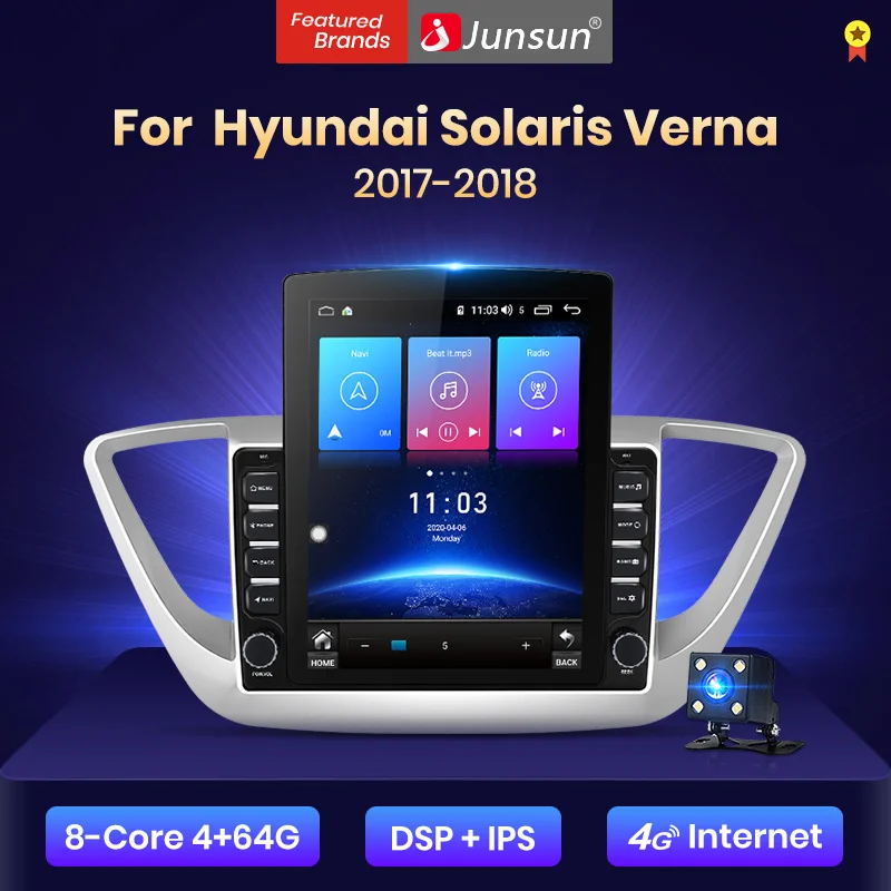 Автомобильная Мультимедийная система Junsun V2 Pro автомагнитола 2 din для Hyundai Solaris Verna