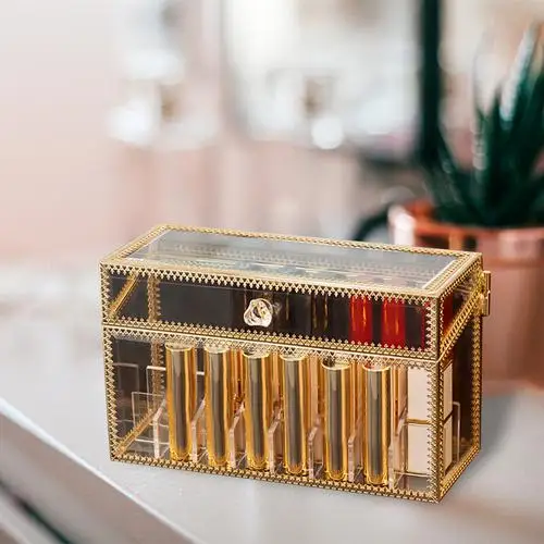 Коробка для косметики в стиле ретро органайзер губной помады металлическая