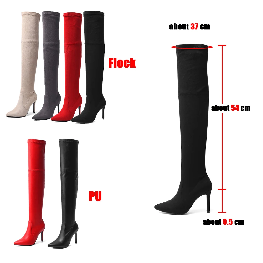 BONJOMARISA/Новые Сапоги выше колена с острым носком, размеры 34-43 пикантные женские сапоги до бедра г. Женская обувь на высоком каблуке для свиданий