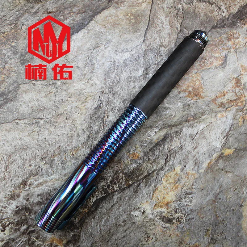 Harga 1PC High-End Titanium Damaskus Serat Karbon Pena Taktis EDC Jendela Rusak Multi Alat Pertahanan Diri Bisnis Menulis Pena