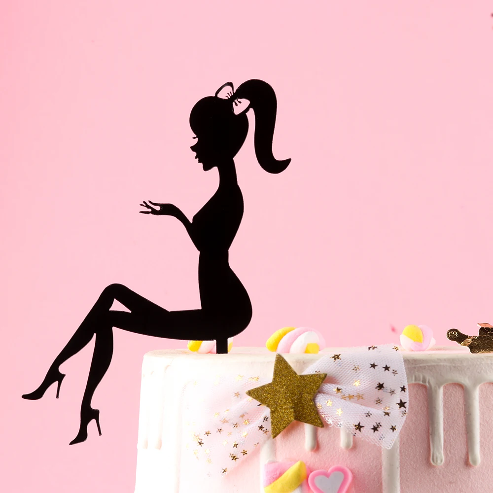 High Heels Lady Girl Acrylic Cake Topper Wedding Decorations Happy Birthday Dessert Cupcake Party Supplies | Дом и сад