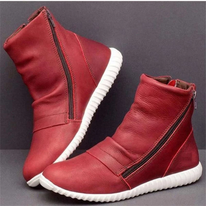 Новые женские кожаные ботильоны Осенняя женская обувь на молнии в винтажном
