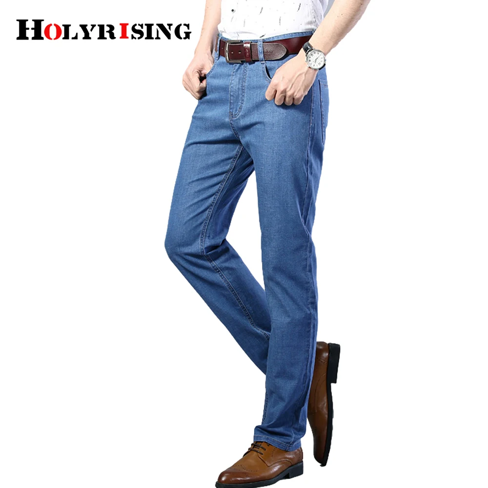 

men jean pants Classic Style Men Jeans Business Casual Stretch Slim Denim Pants Light Blue Black Trousers Male 19569