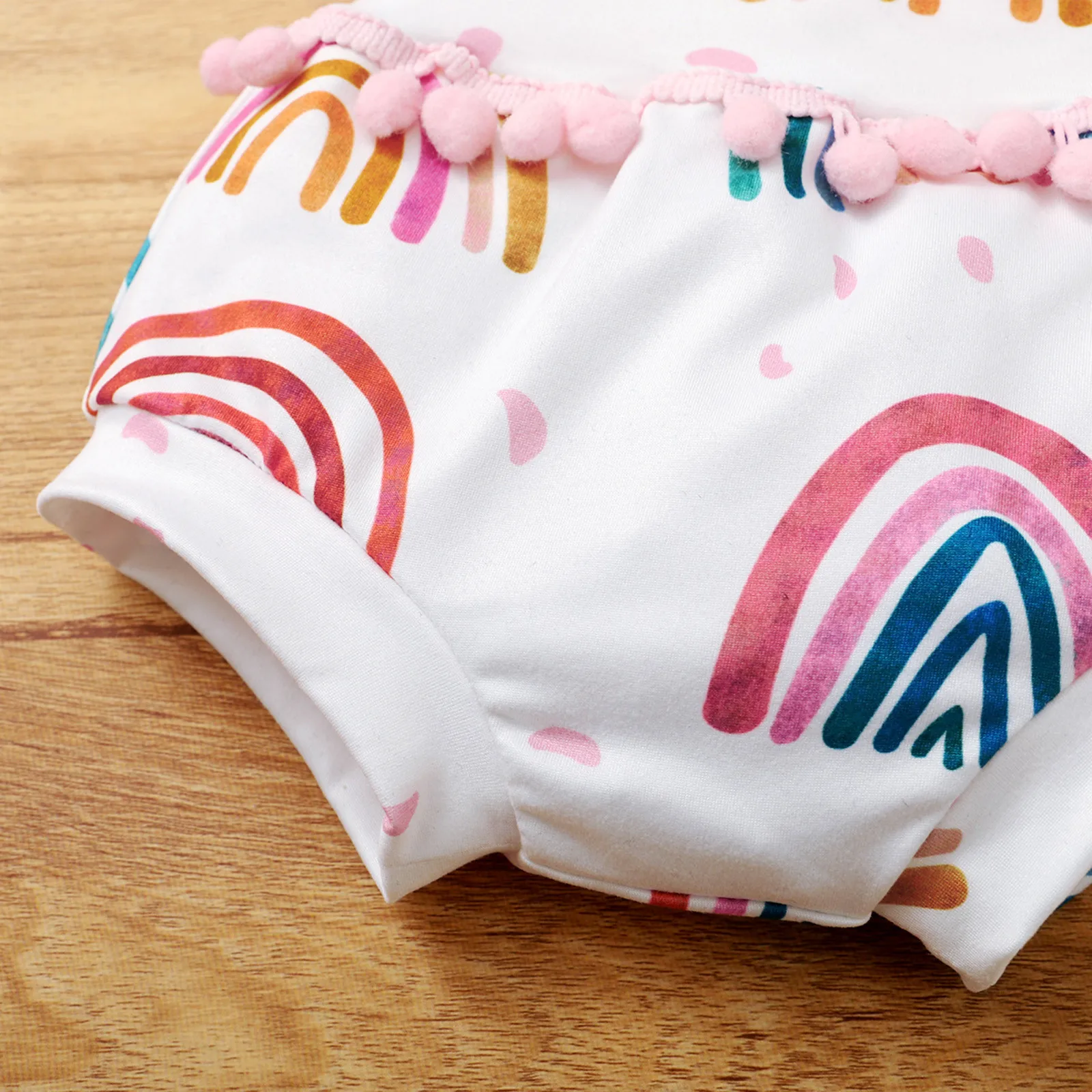 

Infant Baby Girls Ruffle Rainbow Printed Romper Bodysuit Tassels Shorts Outfits Cartoon Printed Baby Boy Girl Clothes summer#45