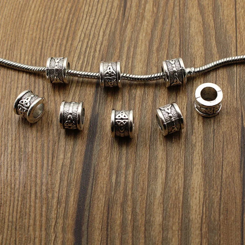 Круглые бусины разделители в виде тибетского серебристого цветка 10 шт./лот для