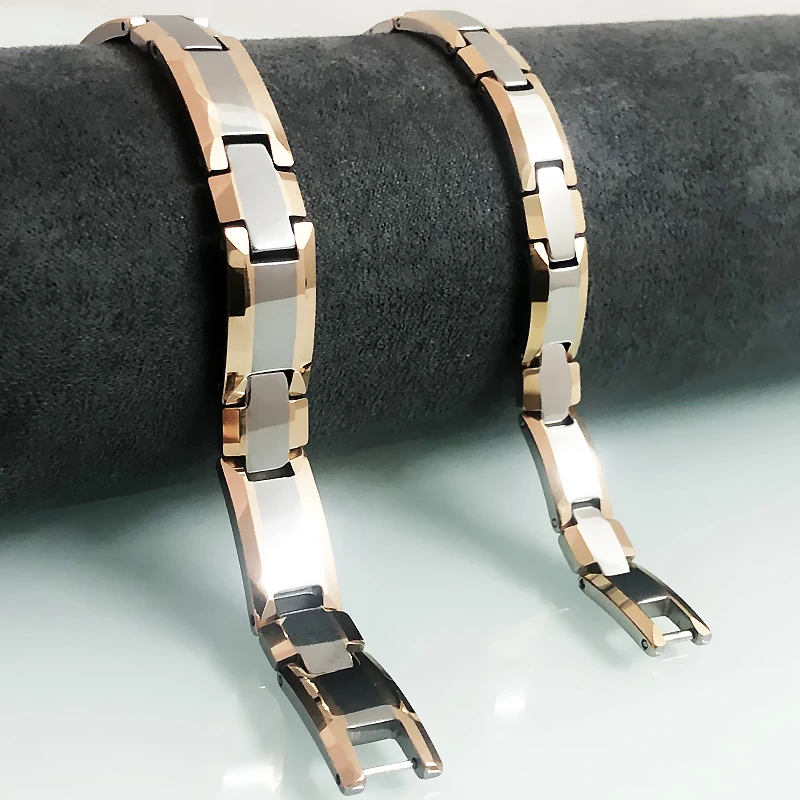 Браслет из вольфрамовой стали под розовое золото для мужчин и женщин магнитный