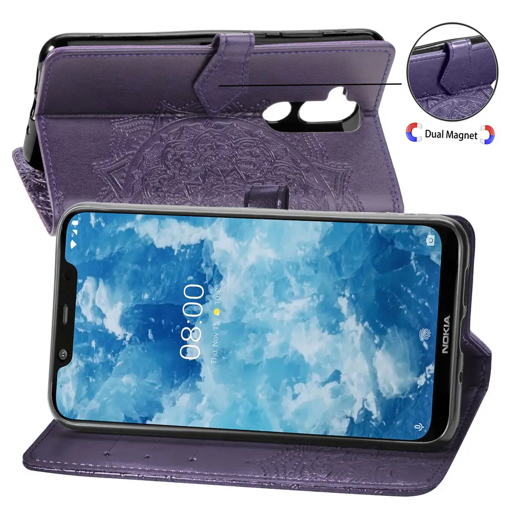Чехол Кошелек из искусственной кожи с откидной крышкой для Nokia 1 3 2 5 4 6 7 8 Plus X5