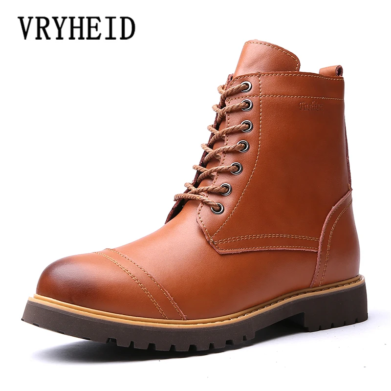 

Новинка, мужские зимние ботинки vryпера из натуральной кожи, мужские военные ботинки, теплые мотоциклетные ботинки с мехом, повседневная муж...