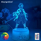 Фигурка Kimetsu No Yaiba Tanjiro Kamado, светодиодный ночник для детской спальни, Декор, ночсветильник, детский Настольный 3d светильник, подарок для убийцы демонов