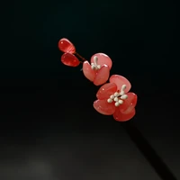 new handmade plum blossom flower wood hairpin stick vintage hair pins accessories women banquet hair jewelry