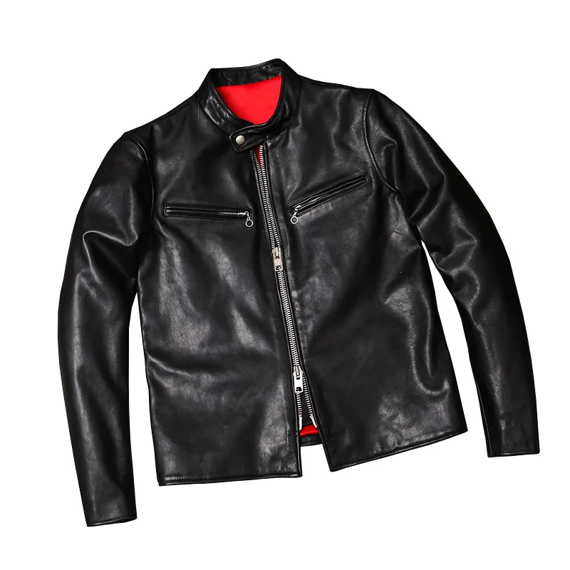 

size 752 Read super Description!Asian quality genuine horse leather jacket slim genuine horsehide leather rider jacket