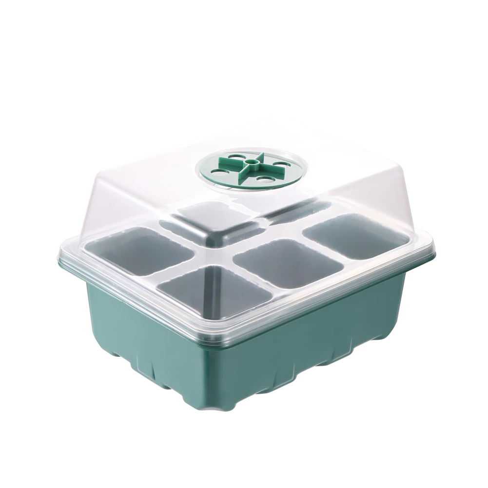 

6 Cells Seed Starter Kit Plant Seeds Grow Box Seedling Trays Germination Box with Dome and Base Growing Cultivation Pot 10 Sets