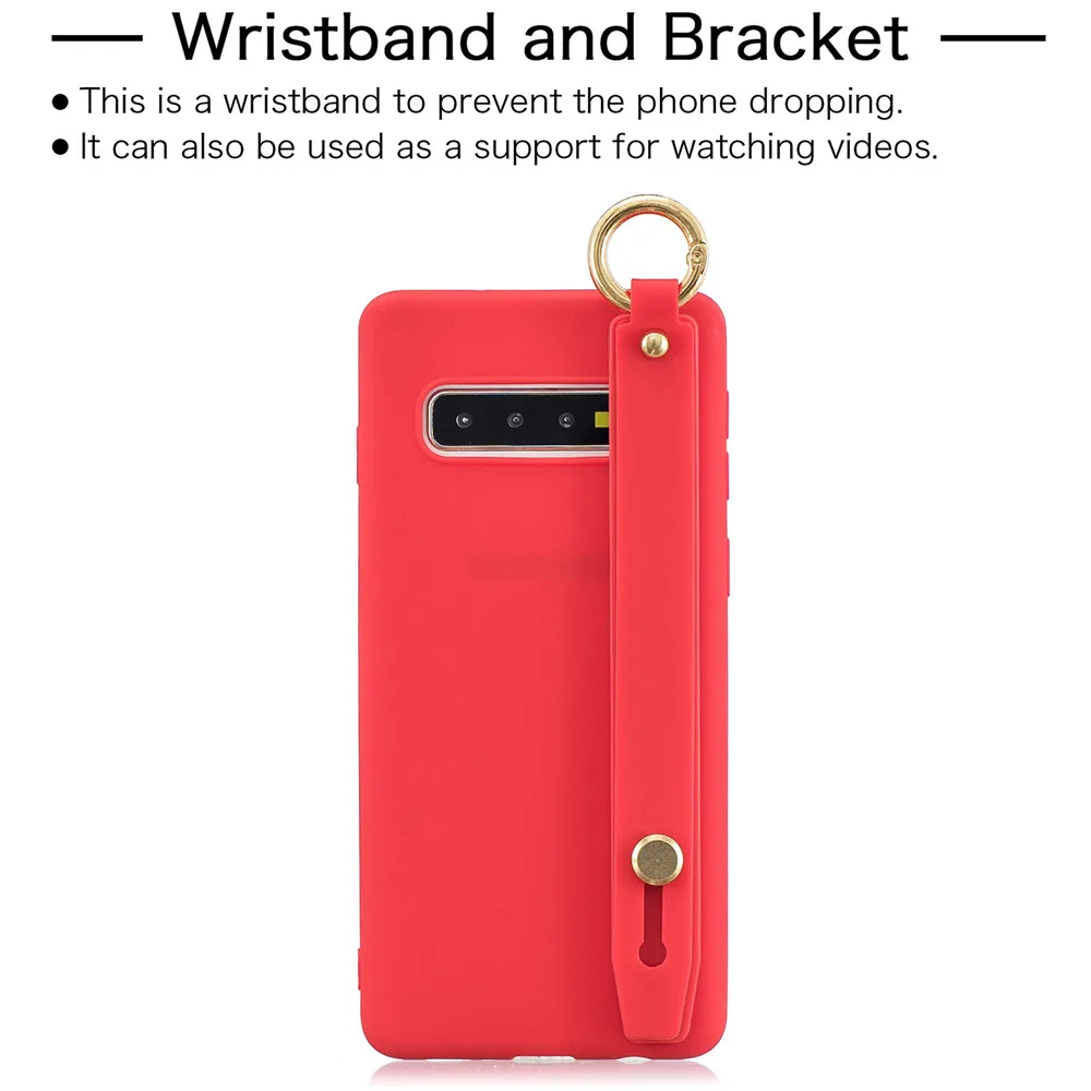 Bracket Wrist Strap Case For Samsuny Galaxy S10 S9 S8 Plus 5G Lite S10E Candy Color Soft Shell Phone Ultrathin |