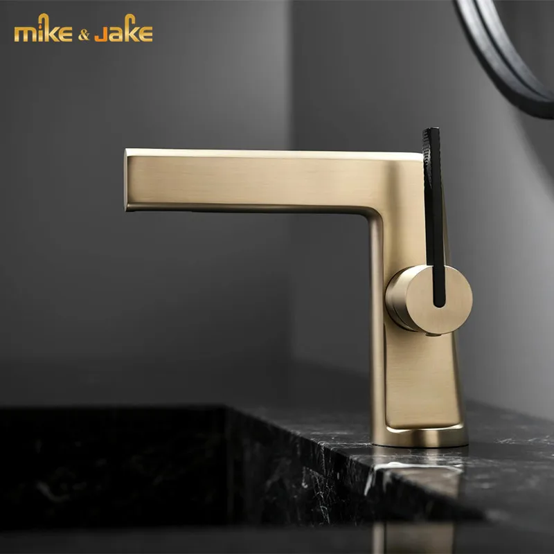 

Matte black personalized faucet brass bathroom mixer water tap gold brush brass sink tap cold and hot mixer tap MJ118