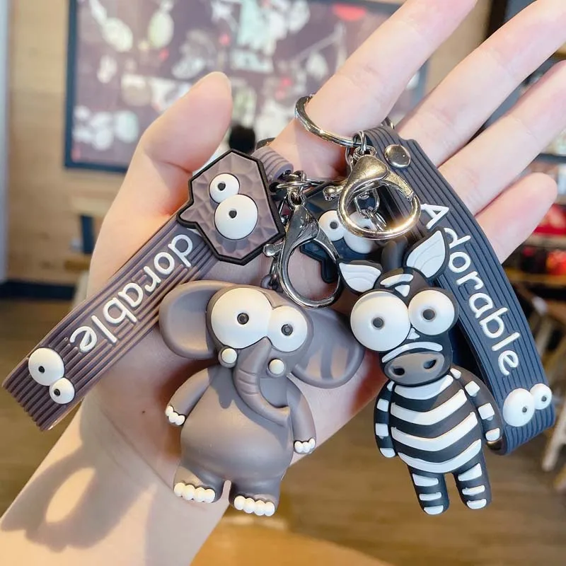 Брелок для ключей с мультипликационным аниме животным милый большой жираф