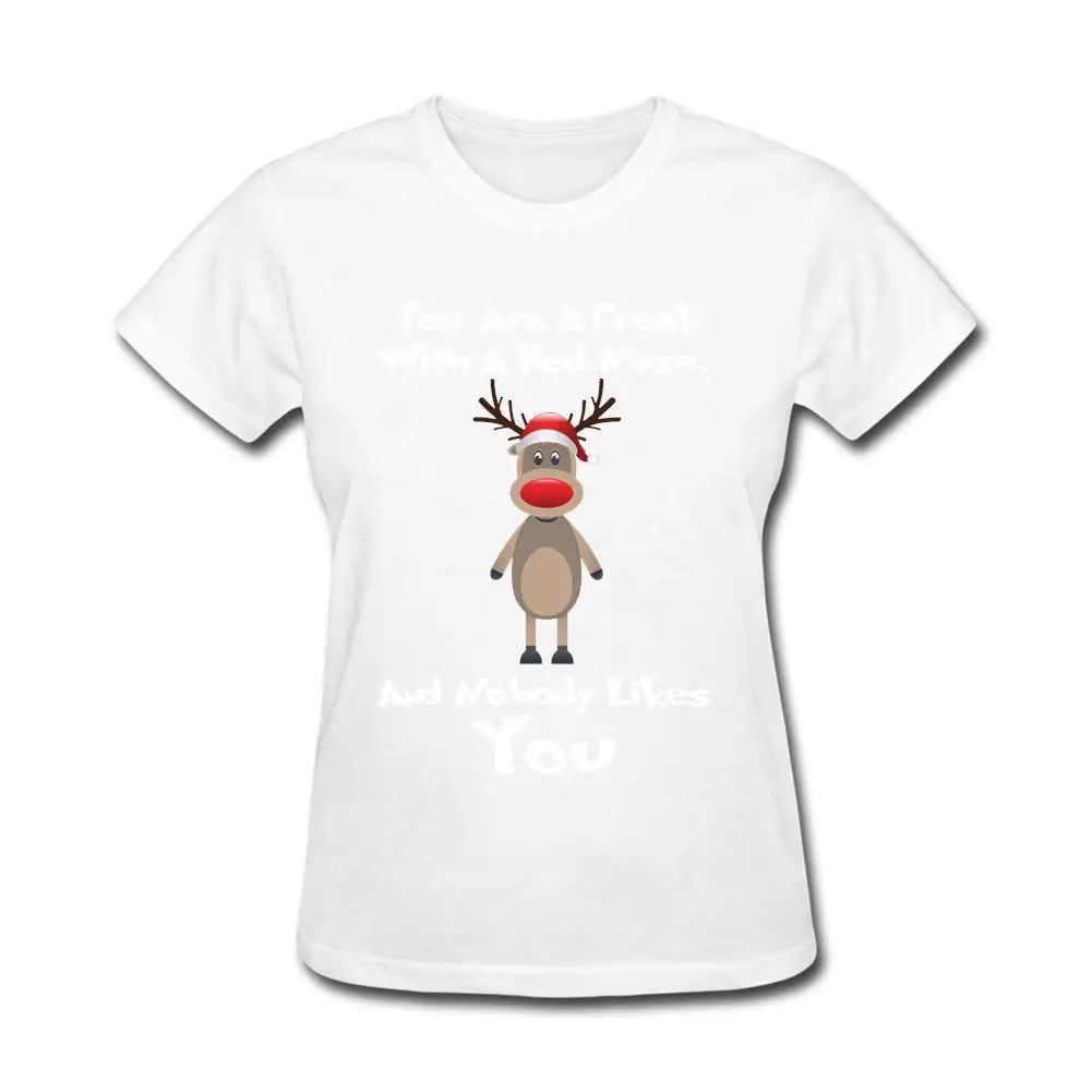 

Christmas Tshirt Reindeer Prints Short Sleeve Top Womens Xmas Wear Girls Fashion