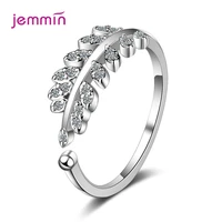 s925 sterling silver new fashion wedding engagement promise ring austrian crystal inlay paved leaf charms jewelry