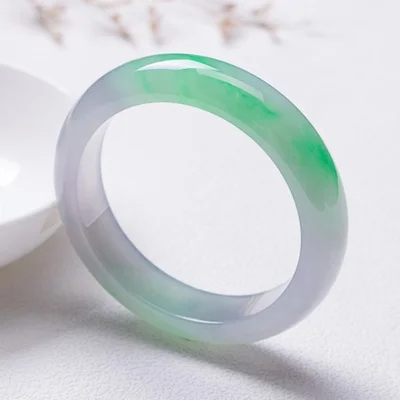 

Natural Burmese Jade Light Color 54-64mm Two-tone Bracelet Elegant Princess Jewelry Best Gift for Mother and Girlfriend