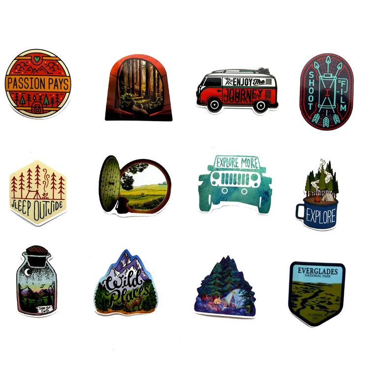66 шт. походная наклейка с пейзажем для путешествий водонепроницаемая автомобиля