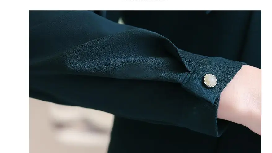 

2019 woman with New style fashion Long sleeve Stand collar Set head Chiffon shirt