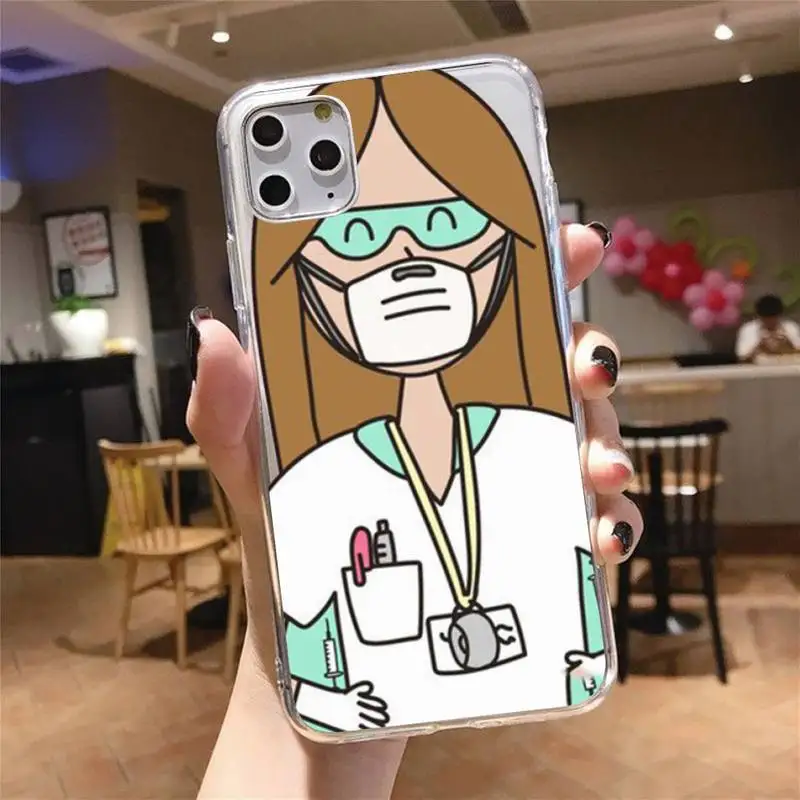 

Medical doctor nurse cartoon Angel Phone Case Transparent soft For iphone 5 5s 5c se 6 6s 7 8 11 12 plus mini x xs xr pro max