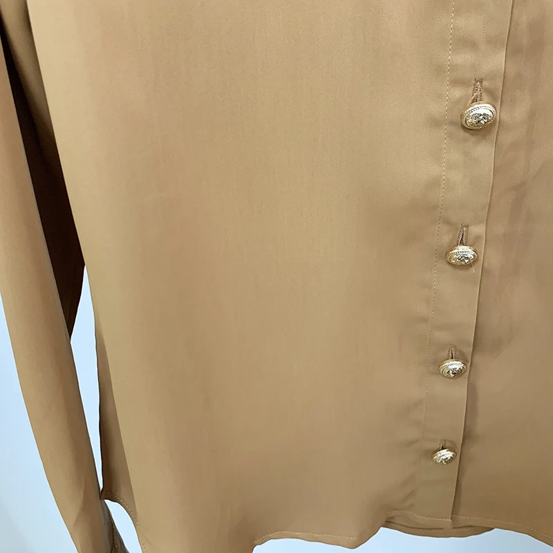 

HIGH STREET New Fashion 2020 Designer Blouse Shirt Women's Long Sleeve Lion Buttons Pockets Blouse Shirt Top