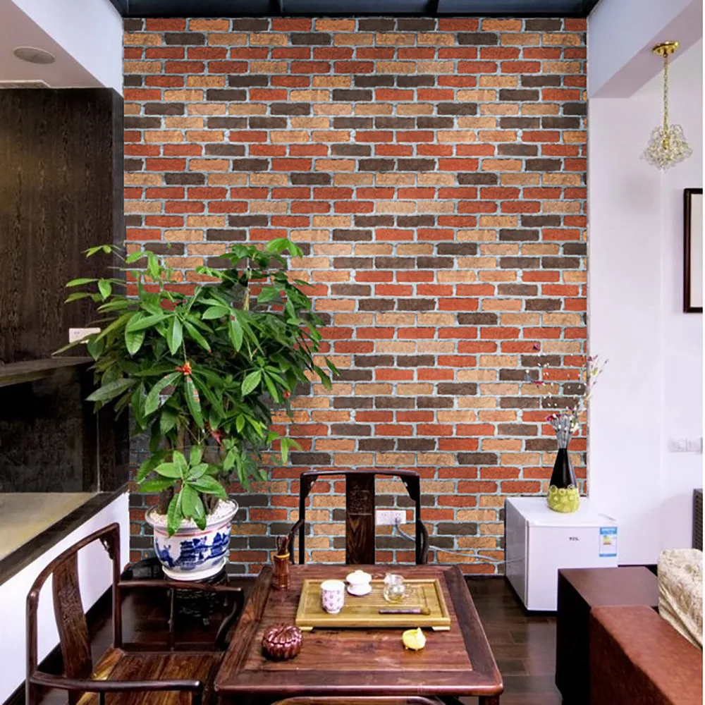 3D кирпичный камень деревенский эффект самоклеющиеся наклейки на стену для