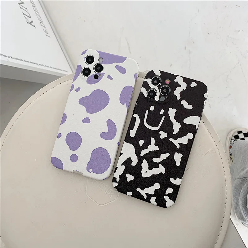 

INS Cute Milk Leopard pattern Soft IMD Silicon phone Case For iphone 7 8 Puls X XR XS 11 12 pro Max protection back cover