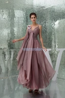 free shipping 2018 hot seller high quality design handmade flower strap sexy chiffon evening gown mother of the bride dresses